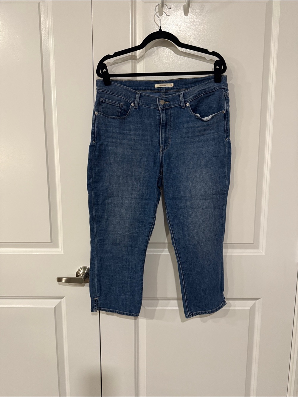 Women's Mid Blue Ankle Crop Jeans - Casual Stretch Fit